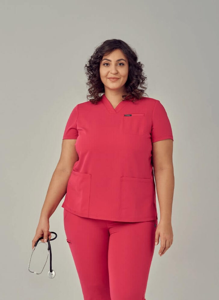 Bluza Medyczna Damska – Scrubs Comfy Burgundy