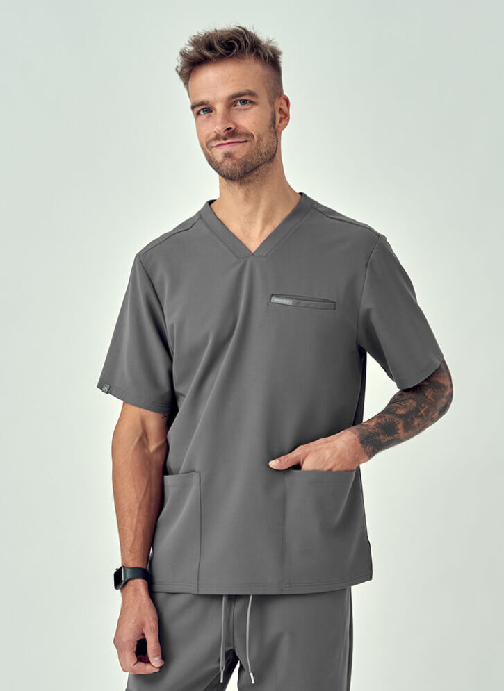 Bluza Medyczna Męska – Scrubs Sporty Gray