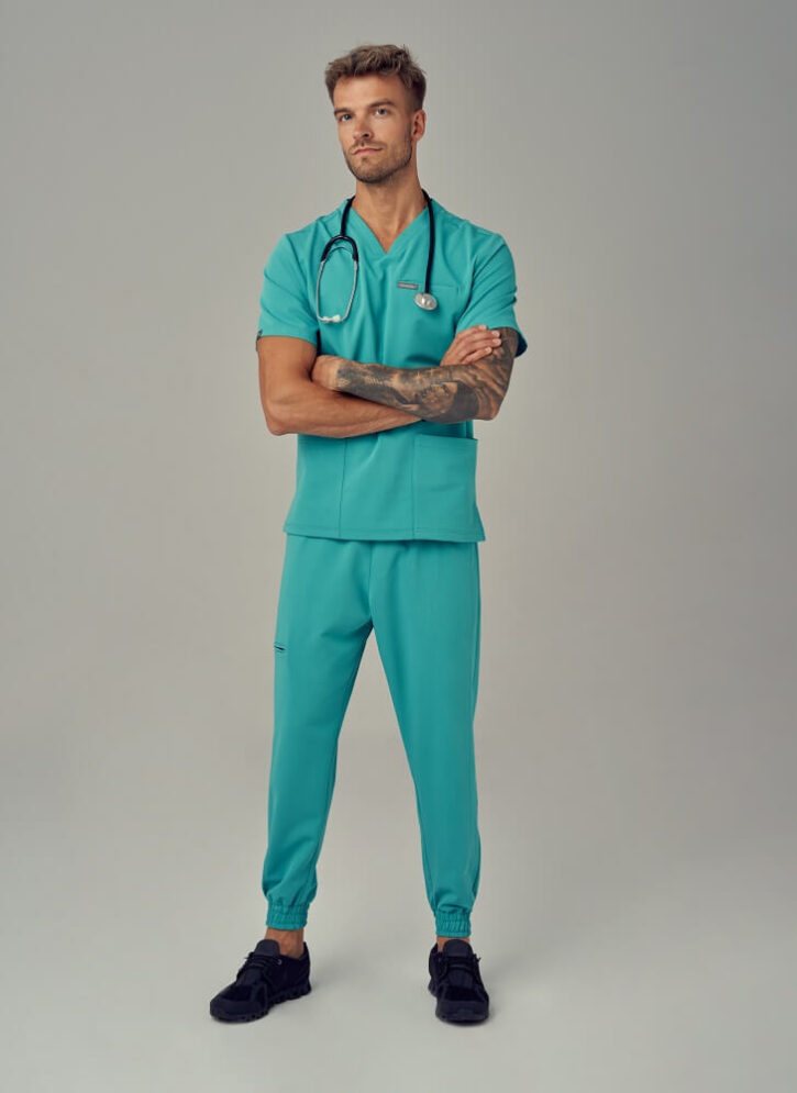 Bluza Medyczna Męska – Scrubs Sporty Mint