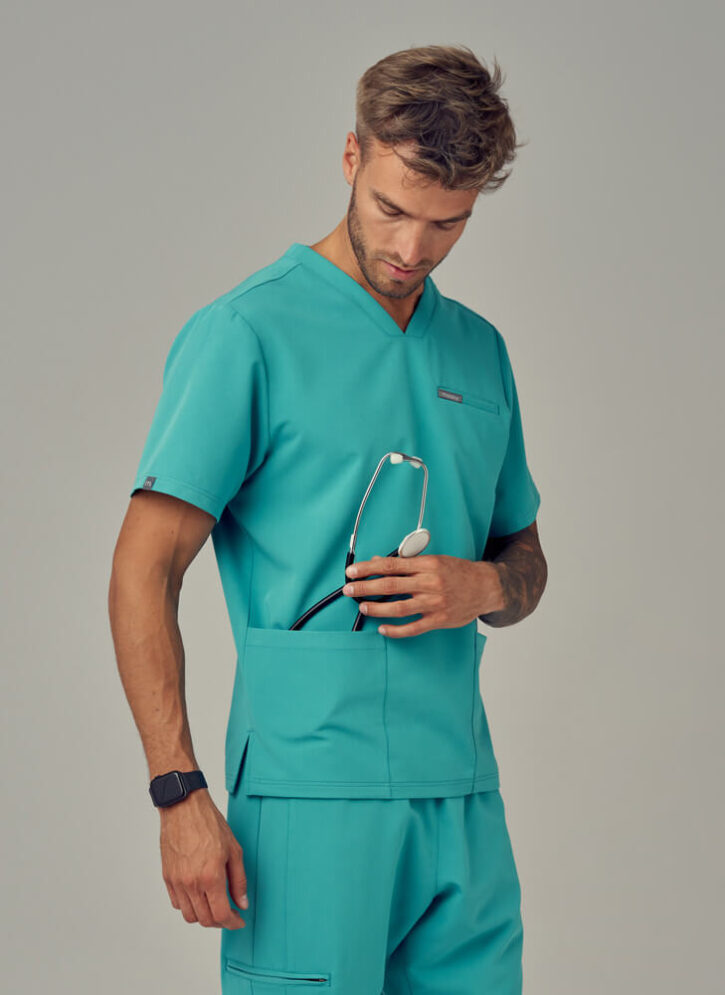 Bluza Medyczna Męska – Scrubs Sporty Mint