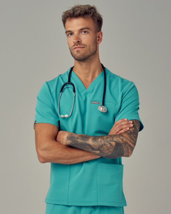 Bluza Medyczna Męska – Scrubs Sporty Mint