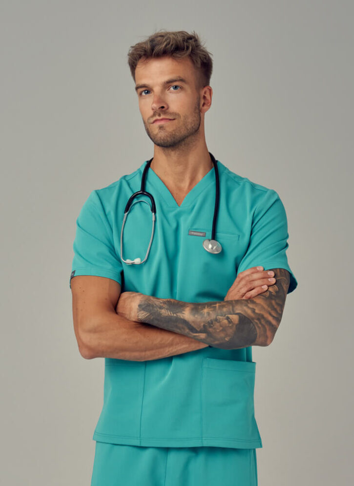 Bluza Medyczna Męska – Scrubs Sporty Mint