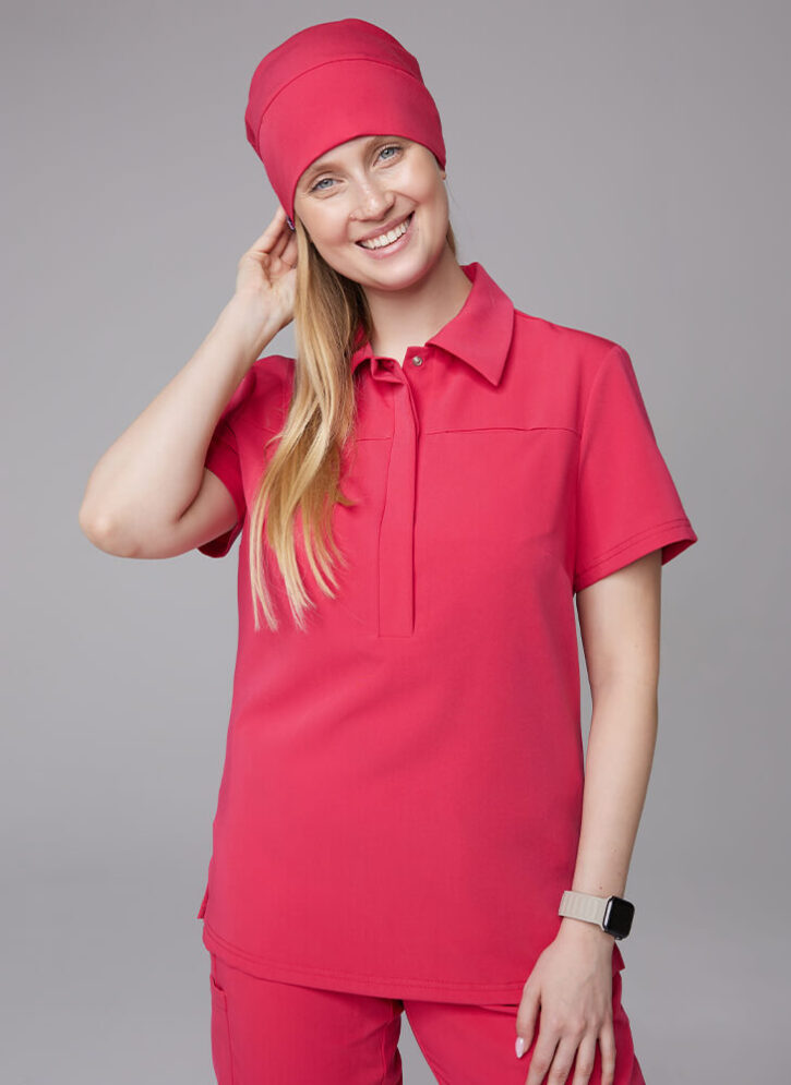 Bluza damska medyczna polo cherry